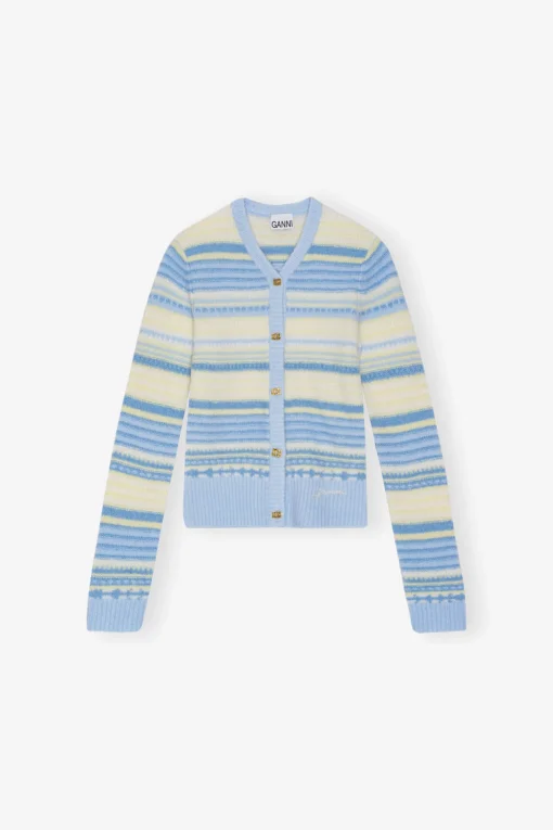 GANNI Strikkeplagg<Blue Stripe-cardigan Skyway