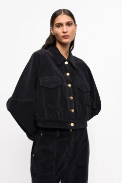 GANNI Fabrics Of The Future | Sett<Blue Washed Corduroy Bomber-jakke SkyCaptain