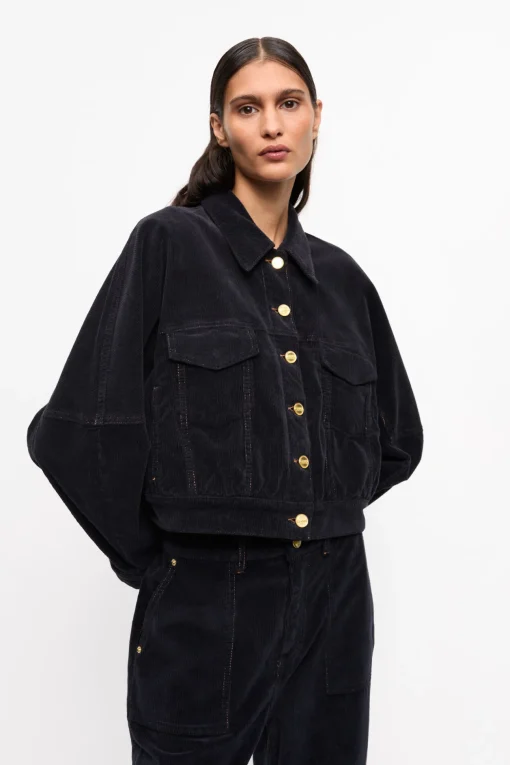 GANNI Fabrics Of The Future | Sett<Blue Washed Corduroy Bomber-jakke SkyCaptain
