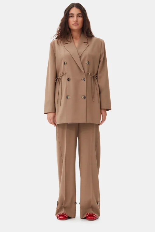 GANNI Trending Now | Dresstoff<Brown Drapey Melange Oversized-blazer Tiger'sEye