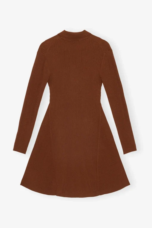 GANNI Fabrics Of The Future | Ganni Exclusives<Brown Future Viscose Rib Mini-kjole MadderBrown