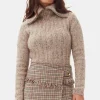 GANNI Ganni Exclusives | Strikkeplagg<Brown Highneck Zip-cardigan Safari