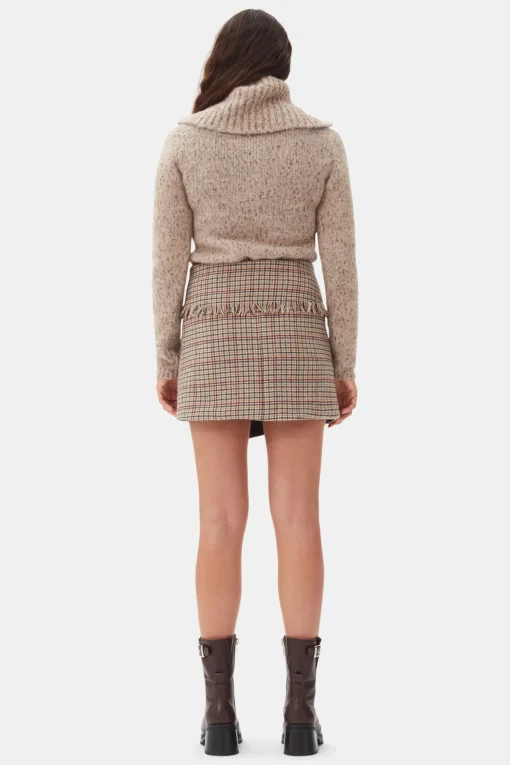 GANNI Ganni Exclusives | Strikkeplagg<Brown Highneck Zip-cardigan Safari