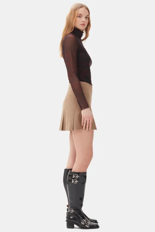 GANNI Plus Size Klær | Ganni Exclusives<Brown Printed Mesh Long Sleeve-genser BitterChocolate