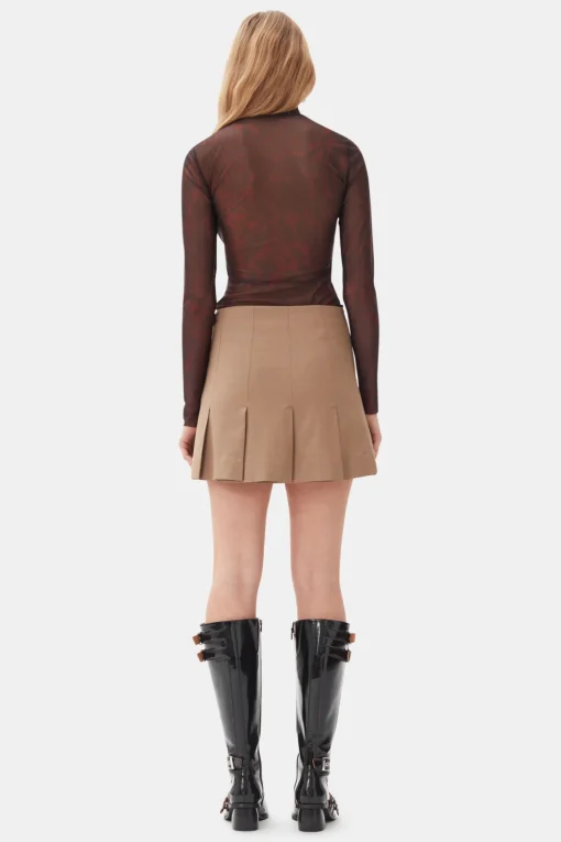 GANNI Plus Size Klær | Ganni Exclusives<Brown Printed Mesh Long Sleeve-genser BitterChocolate