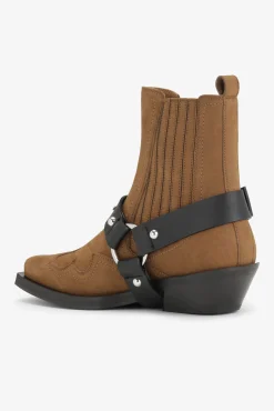 GANNI Sko | Western- & Cowboy Boots<Brown Suede Low Cut Western Chelsea Støvler TobaccoBrown