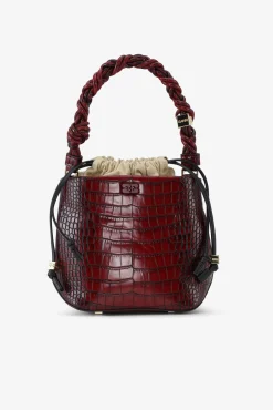 GANNI Crossbody Vesker | Håndvesker<Croco Bou Bucket Bag Burgundy