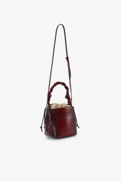 GANNI Crossbody Vesker | Håndvesker<Croco Bou Bucket Bag Burgundy