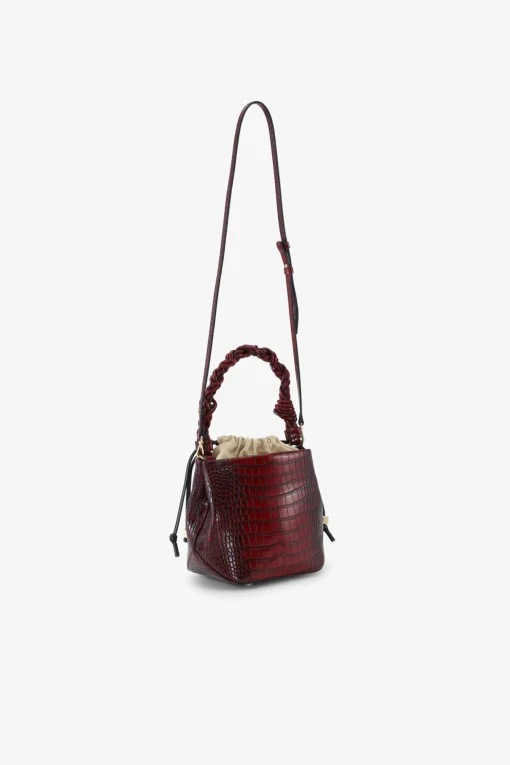 GANNI Crossbody Vesker | Håndvesker<Croco Bou Bucket Bag Burgundy