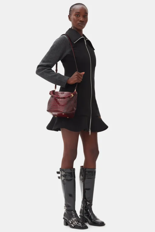 GANNI Crossbody Vesker | Håndvesker<Croco Bou Bucket Bag Burgundy