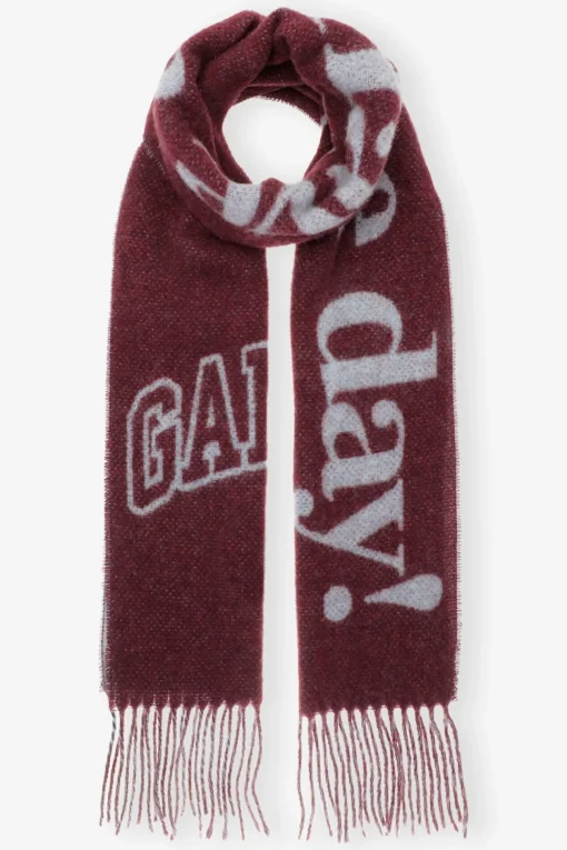 GANNI Skjerf | Vintertilbehør<Fringed Wool-skjerf Burgundy