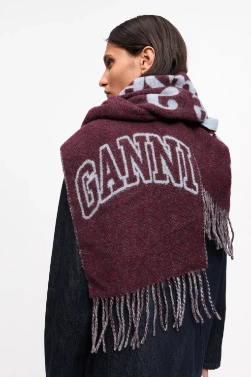 GANNI Skjerf | Vintertilbehør<Fringed Wool-skjerf Burgundy