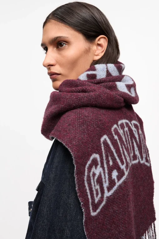 GANNI Skjerf | Vintertilbehør<Fringed Wool-skjerf Burgundy