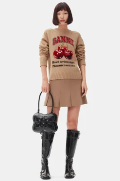 GANNI Plus Size Klær | Strikkeplagg<Camel Graphic Cherry-genser Safari
