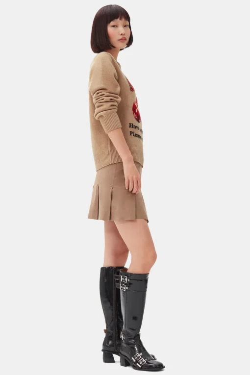 GANNI Plus Size Klær | Strikkeplagg<Camel Graphic Cherry-genser Safari