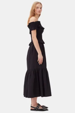 GANNI Plus Size Klær | Sett<Cotton Poplin Maxi Flounce Skirt Black