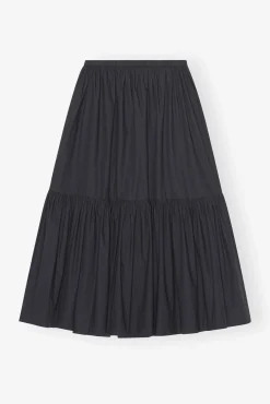 GANNI Plus Size Klær | Sett<Cotton Poplin Maxi Flounce Skirt Black