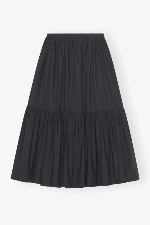 GANNI Plus Size Klær | Sett<Cotton Poplin Maxi Flounce Skirt Black