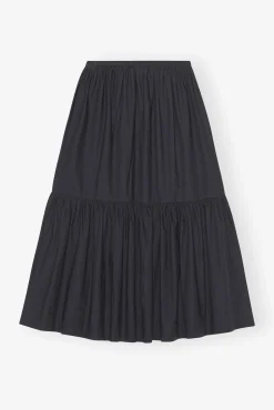 GANNI Plus Size Klær | Sett<Cotton Poplin Maxi Flounce Skirt Black