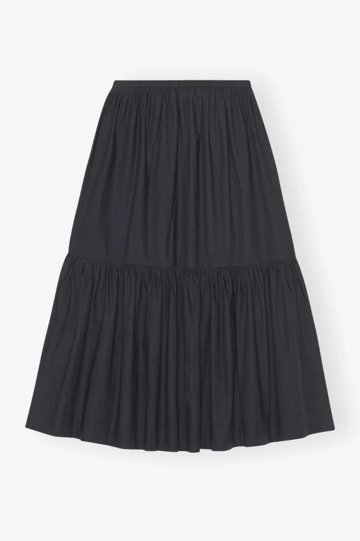 GANNI Plus Size Klær | Sett<Cotton Poplin Maxi Flounce Skirt Black