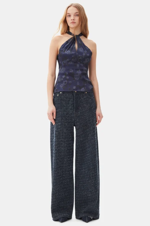 GANNI Sett | Jeans<Dark Blue Fluffy Wide-jeans Rinse