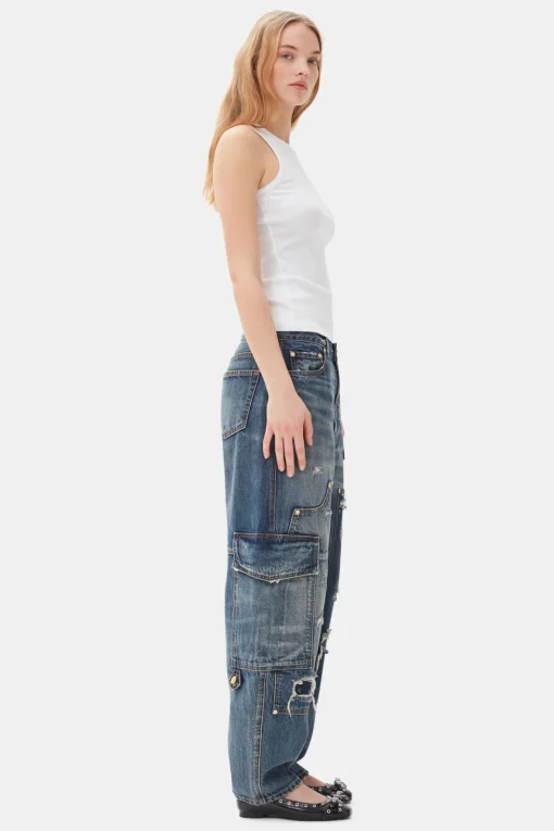 GANNI Sett | Jeans<Dark Blue Heavy Washed Carpenter-jeans MidBlueVintage