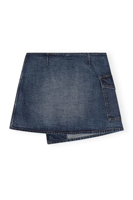 GANNI Sett | Jeans<Dark Blue Heavy Washed Flared Skirt-jeans MidBlueVintage
