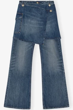 GANNI Sett | Jeans<Dark Blue Heavy Washed Flared Skirt-jeans MidBlueVintage