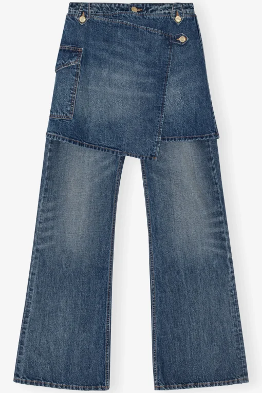 GANNI Sett | Jeans<Dark Blue Heavy Washed Flared Skirt-jeans MidBlueVintage
