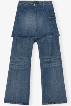 GANNI Sett | Jeans<Dark Blue Heavy Washed Flared Skirt-jeans MidBlueVintage