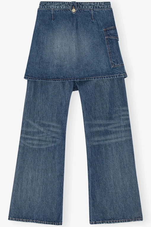 GANNI Sett | Jeans<Dark Blue Heavy Washed Flared Skirt-jeans MidBlueVintage
