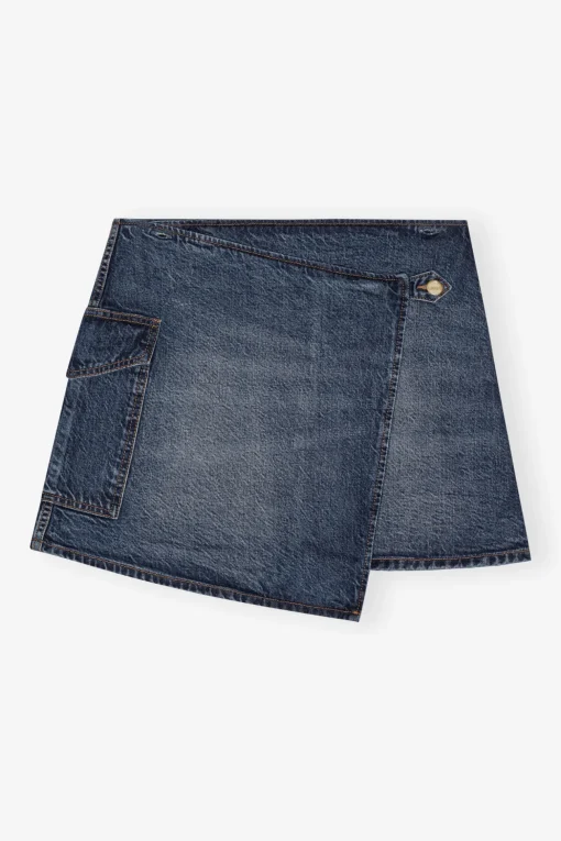 GANNI Sett | Jeans<Dark Blue Heavy Washed Flared Skirt-jeans MidBlueVintage