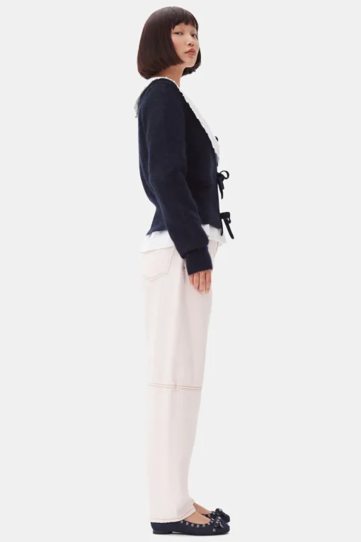 GANNI Strikkeplagg<Dark Blue Tie String-cardigan SkyCaptain