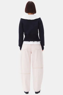 GANNI Strikkeplagg<Dark Blue Tie String-cardigan SkyCaptain