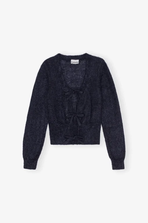 GANNI Strikkeplagg<Dark Blue Tie String-cardigan SkyCaptain