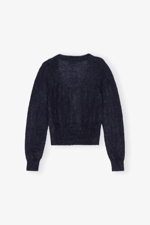 GANNI Strikkeplagg<Dark Blue Tie String-cardigan SkyCaptain