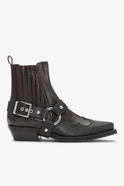 GANNI Sko | Western- & Cowboy Boots<Dark Burgundy Low Cut Western Chelsea-boots Black/DarkBurgundy