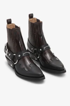 GANNI Sko | Western- & Cowboy Boots<Dark Burgundy Low Cut Western Chelsea-boots Black/DarkBurgundy