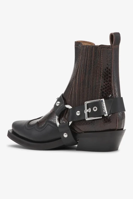 GANNI Sko | Western- & Cowboy Boots<Dark Burgundy Low Cut Western Chelsea-boots Black/DarkBurgundy