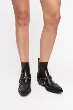 GANNI Sko | Western- & Cowboy Boots<Dark Burgundy Low Cut Western Chelsea-boots Black/DarkBurgundy