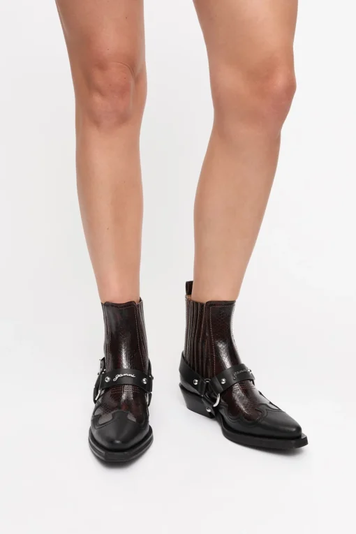 GANNI Sko | Western- & Cowboy Boots<Dark Burgundy Low Cut Western Chelsea-boots Black/DarkBurgundy