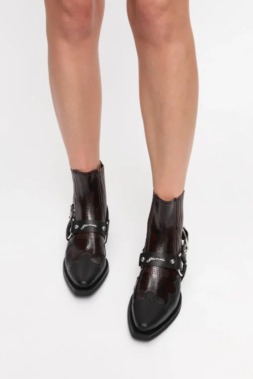 GANNI Sko | Western- & Cowboy Boots<Dark Burgundy Low Cut Western Chelsea-boots Black/DarkBurgundy