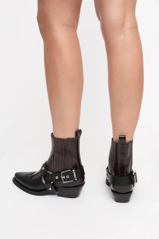 GANNI Sko | Western- & Cowboy Boots<Dark Burgundy Low Cut Western Chelsea-boots Black/DarkBurgundy