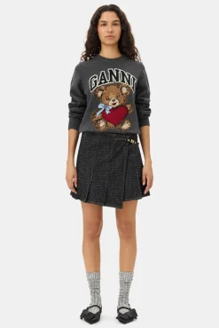 GANNI Plus Size Klær | Strikkeplagg<Dark Grey Graphic Bear-genser GrayQuill