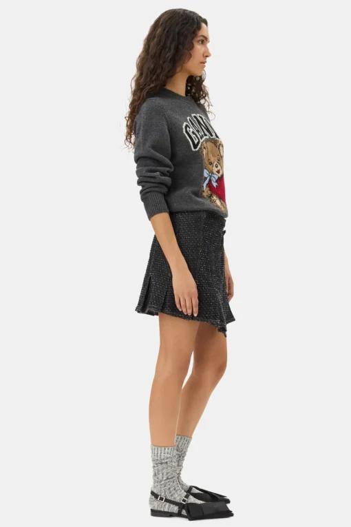 GANNI Plus Size Klær | Strikkeplagg<Dark Grey Graphic Bear-genser GrayQuill