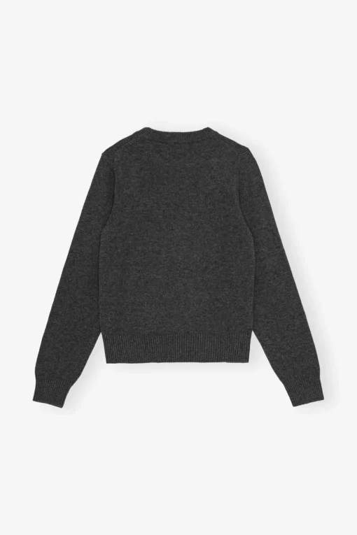 GANNI Plus Size Klær | Strikkeplagg<Dark Grey Graphic Bear-genser GrayQuill