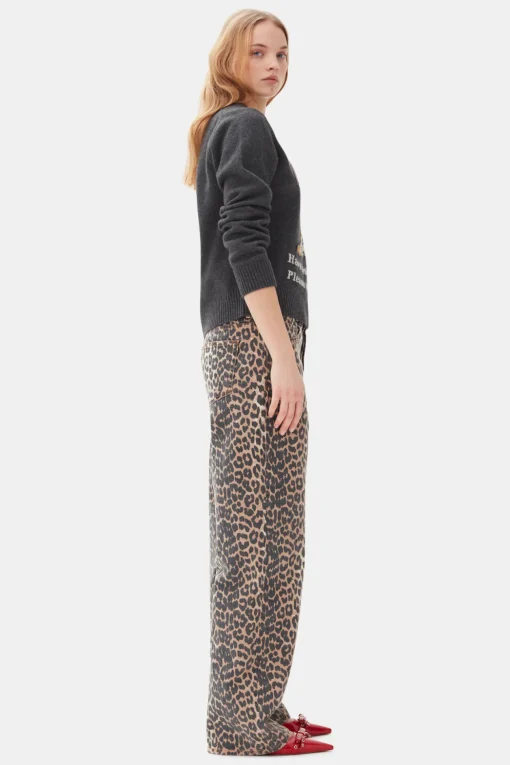 GANNI Plus Size Klær | Strikkeplagg<Dark Grey Graphic Tiger-genser GrayQuill