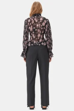 GANNI Plus Size Klær | Dresstoff<Dark Grey Stripe Suiting-bukser Phantom