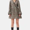 GANNI Plus Size Klær | Kjoler<Floral Printed Wrap-kjole BlackSand