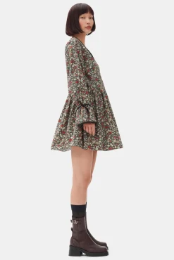 GANNI Plus Size Klær | Kjoler<Floral Printed Wrap-kjole BlackSand